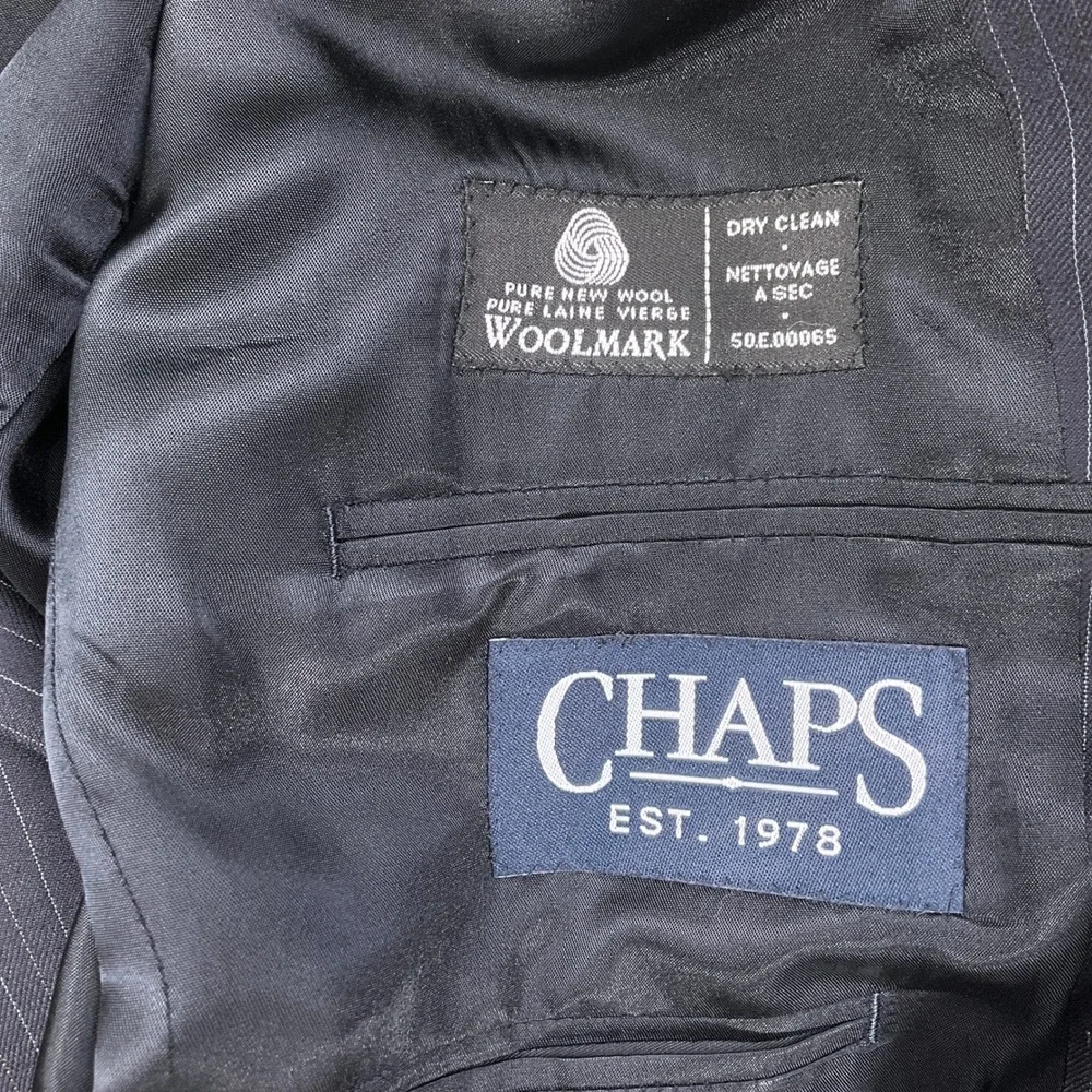 Chaps Suit Mens 38R Navy Blue Pinstripe‎ Classic Career Party Wool